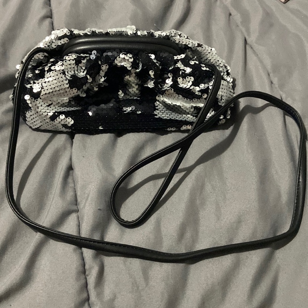 Anthropologie sequins shoulder snap purse
